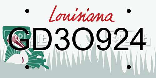 GD3O924 Louisiana License Plate