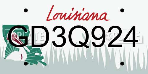 GD3Q924 Louisiana License Plate