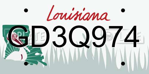 GD3Q974 Louisiana License Plate