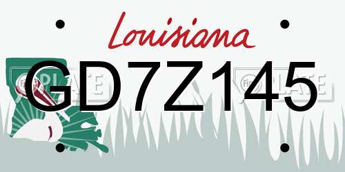 GD7Z145 Louisiana License Plate