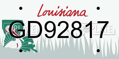 GD92817 Louisiana License Plate