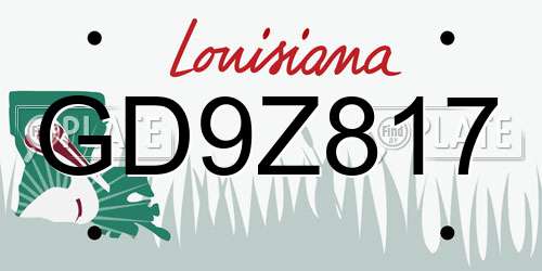 GD9Z817 Louisiana License Plate