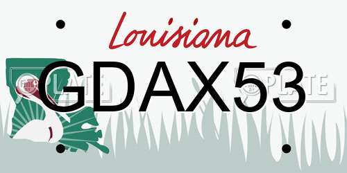 GDAX53 Louisiana License Plate