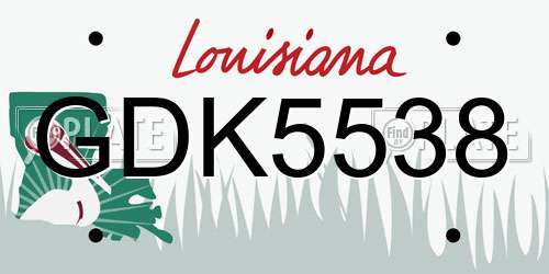 GDK5538 Louisiana License Plate