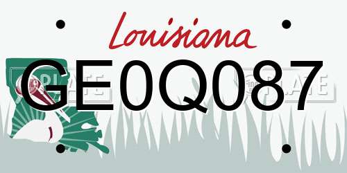 GE0Q087 Louisiana License Plate