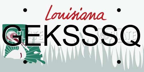 GEKSSSQ Louisiana License Plate