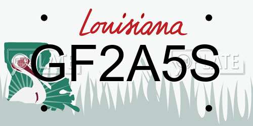 GF2A5S Louisiana License Plate