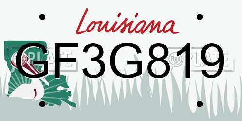 GF3G819 Louisiana License Plate