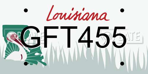 GFT455 Louisiana License Plate