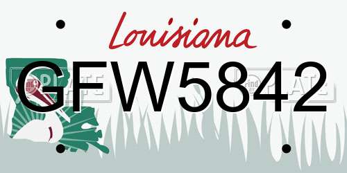 GFW5842 Louisiana License Plate