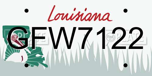 GFW7122 Louisiana License Plate