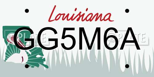 GG5M6A Louisiana License Plate