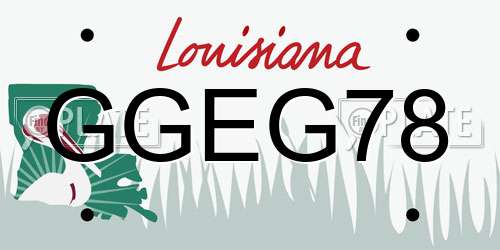 GGEG78 Louisiana License Plate