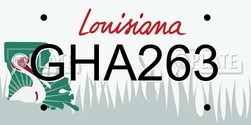 GHA263 Louisiana License Plate