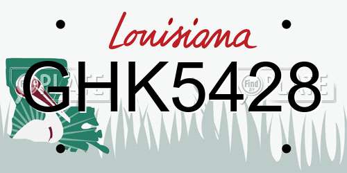GHK5428 Louisiana License Plate