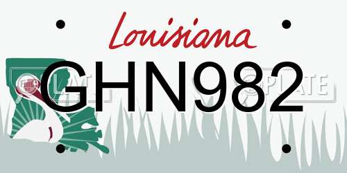 GHN982 Louisiana License Plate