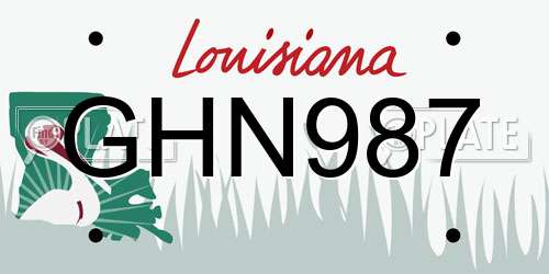 GHN987 Louisiana License Plate