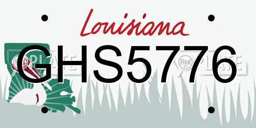 GHS5776 Louisiana License Plate