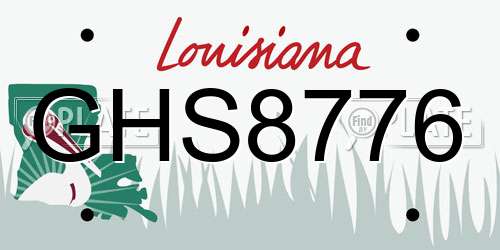 GHS8776 Louisiana License Plate