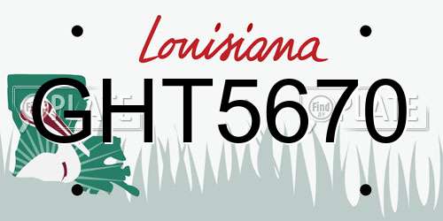 GHT5670 Louisiana License Plate