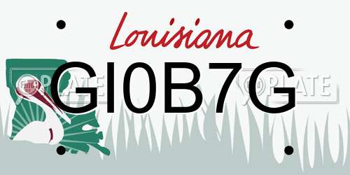 GI0B7G Louisiana License Plate