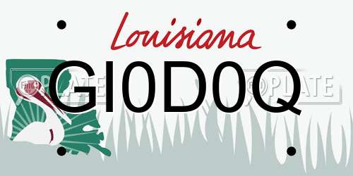 GI0D0Q Louisiana License Plate