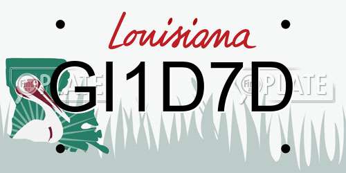GI1D7D Louisiana License Plate