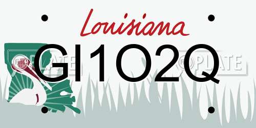 GI1O2Q Louisiana License Plate