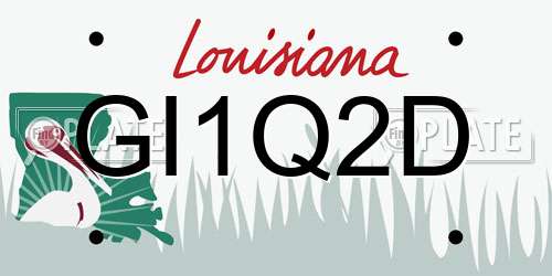 GI1Q2D Louisiana License Plate