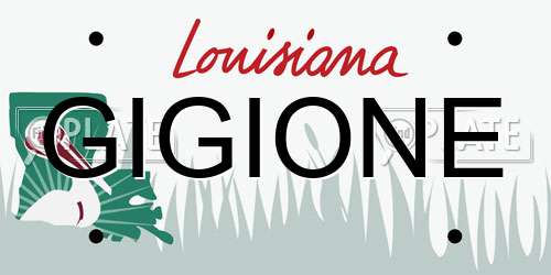 GIGIONE Louisiana License Plate