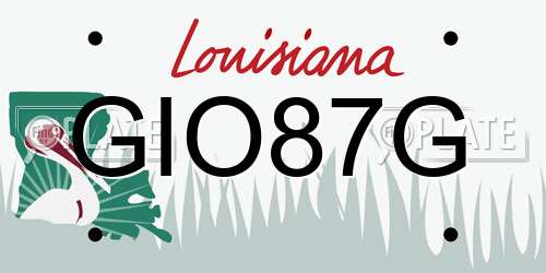 GIO87G Louisiana License Plate