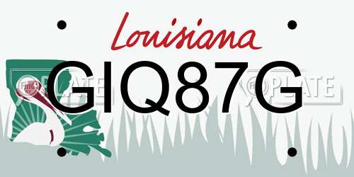 GIQ87G Louisiana License Plate