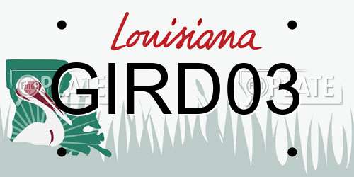 GIRD03 Louisiana License Plate