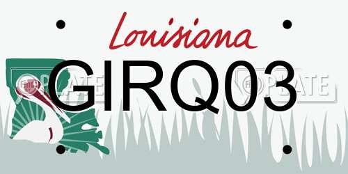 GIRQ03 Louisiana License Plate