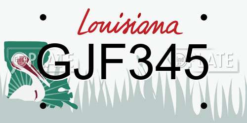 GJF345 Louisiana License Plate