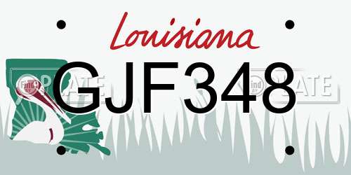GJF348 Louisiana License Plate