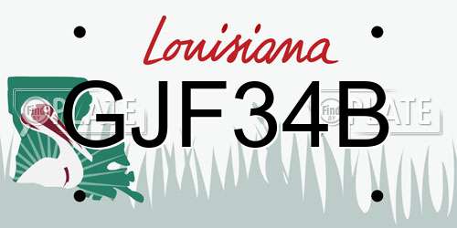 GJF34B Louisiana License Plate