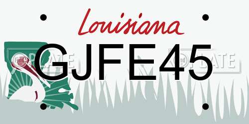 GJFE45 Louisiana License Plate