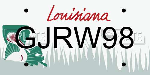 GJRW98 Louisiana License Plate