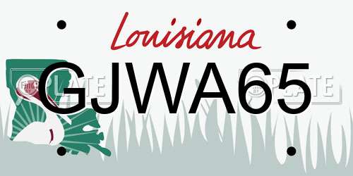 GJWA65 Louisiana License Plate
