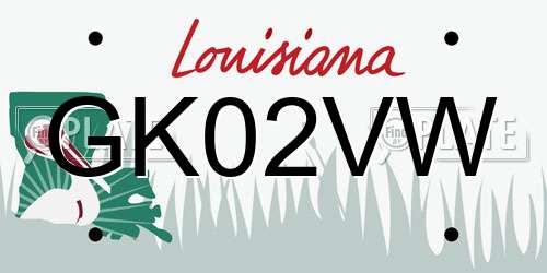 GK02VW Louisiana License Plate
