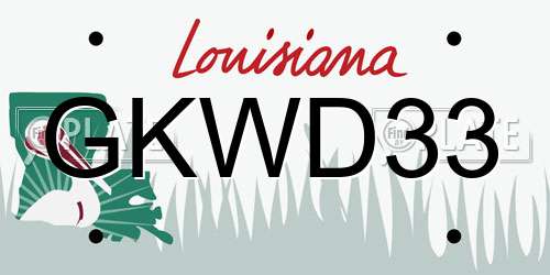 GKWD33 Louisiana License Plate