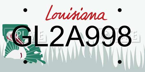 GL2A998 Louisiana License Plate