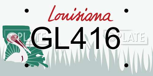 GL416 Louisiana License Plate
