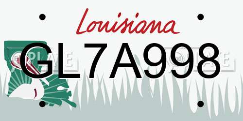 GL7A998 Louisiana License Plate