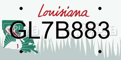 GL7B883 Louisiana License Plate
