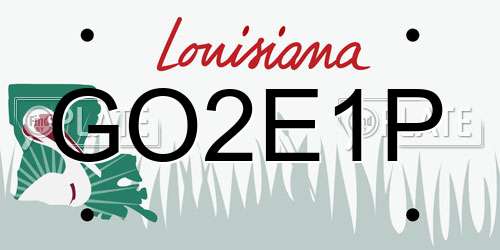 GO2E1P Louisiana License Plate