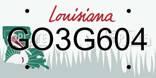 GO3G604 Louisiana License Plate