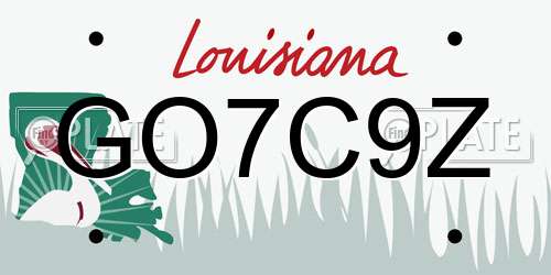 GO7C9Z Louisiana License Plate