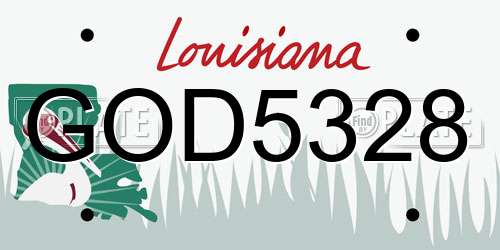 GOD5328 Louisiana License Plate